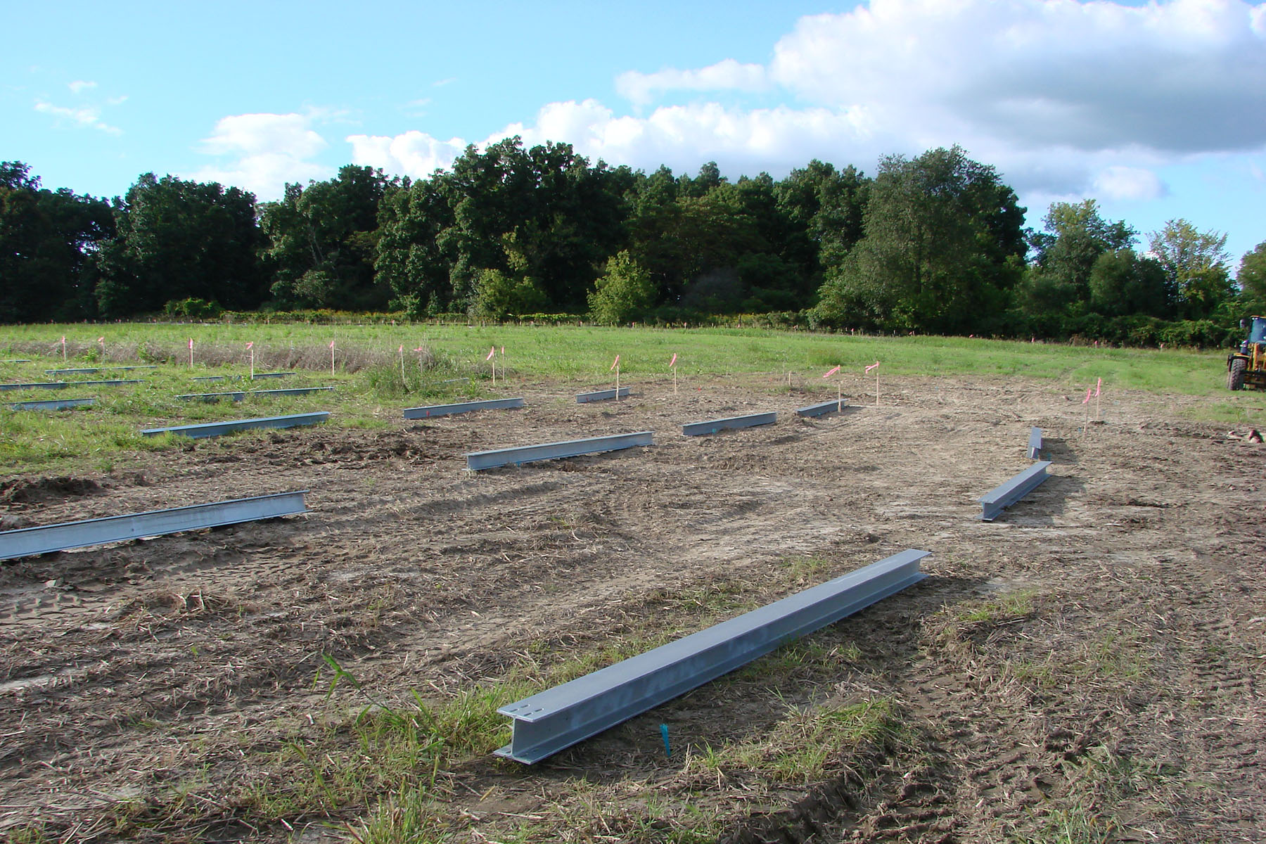 Steel posts for a solar mounting grid