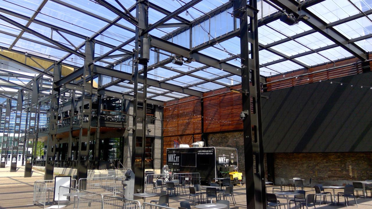 Small cell equipment at The Beer Garden at Fiserv Forum