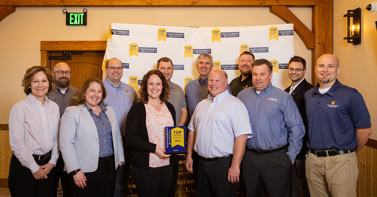 tw_1 Ramaker employee-owners accept a 2022 Top Workplace award.