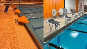 A before and after of starting blocks. 