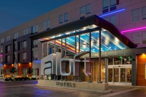 The entryway at an Aloft hotel.