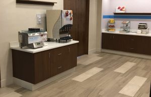 The breakfast bar at the Holiday Inn Express in East Peoria, IL, showcases IHG’s dedication to providing in-house food and beverage options to guests.