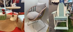 Three different types of chairs that include rounded shapes. 